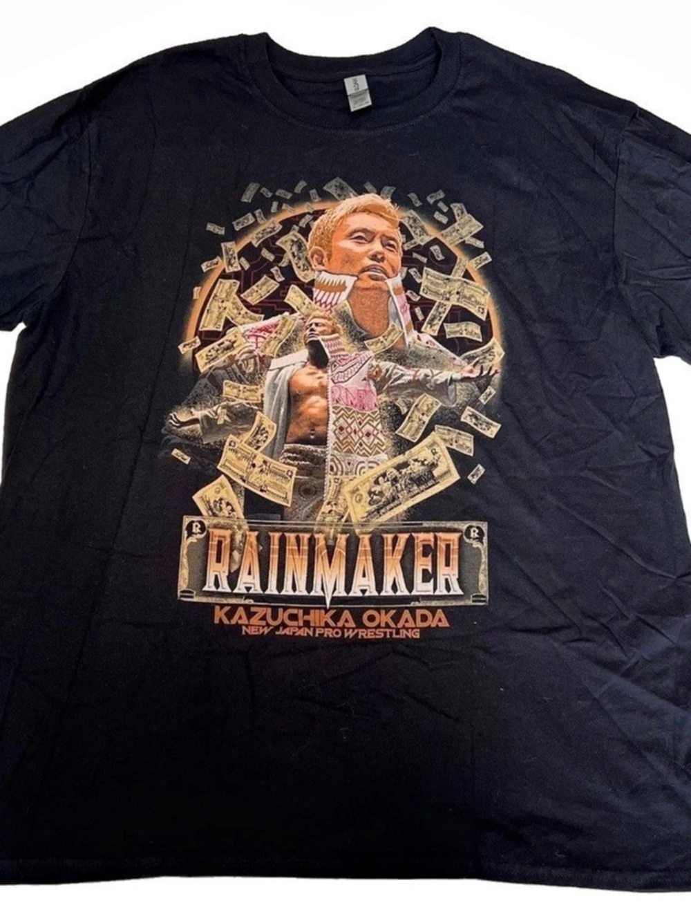 EUC Kazuchika Okada Rainmaker T Shirt Men’s XL Black New Japan Pro Wrestling